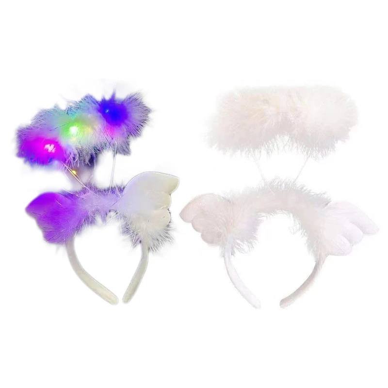 

Glowing Headbands Angel Wing Headwear Halloween Birthday Hair Props