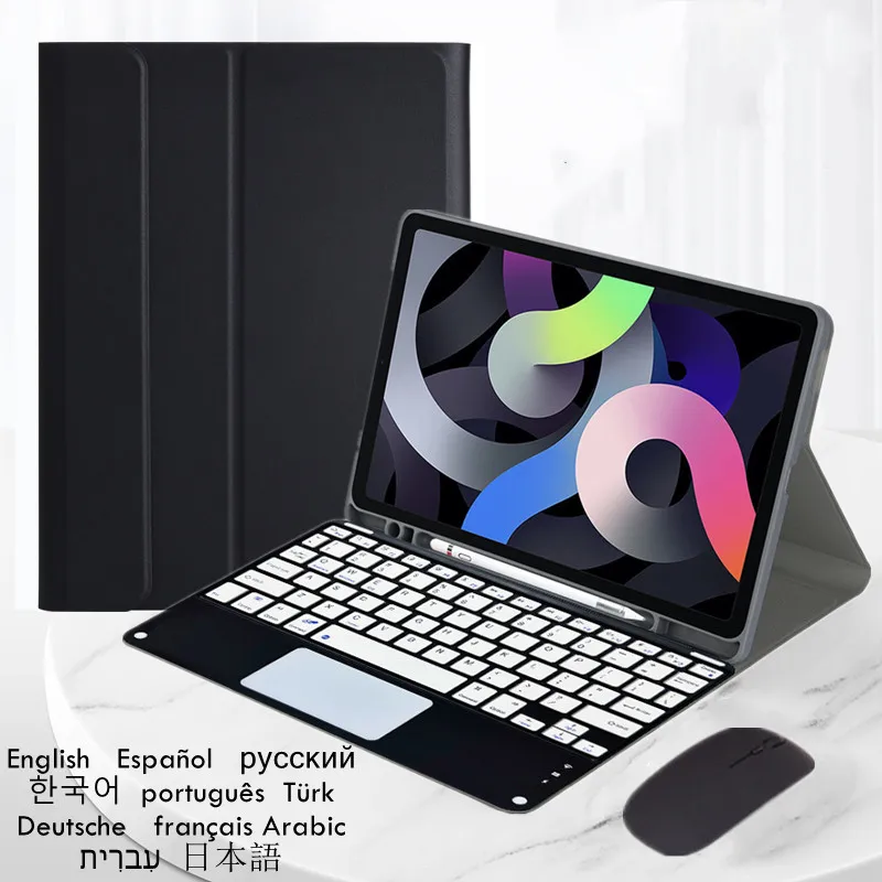 Teclado e Mouse sem Fio para Ipad Pro Case Russo Francês Hebraico Espanhol Coreano 11 2023 2023 2023
