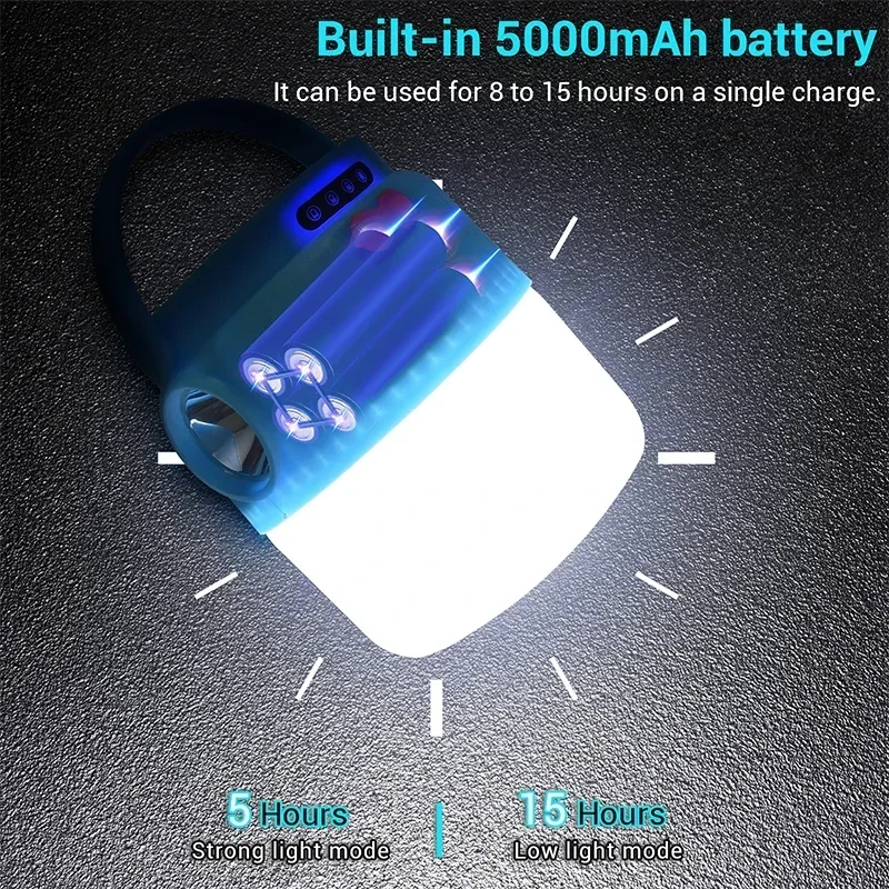 

Solar Outdoor Emergency Lamp USB Rechargeable Camping Lantern Portable Multifunction Flashlight 4 Modes Lighting Fishing Hiking