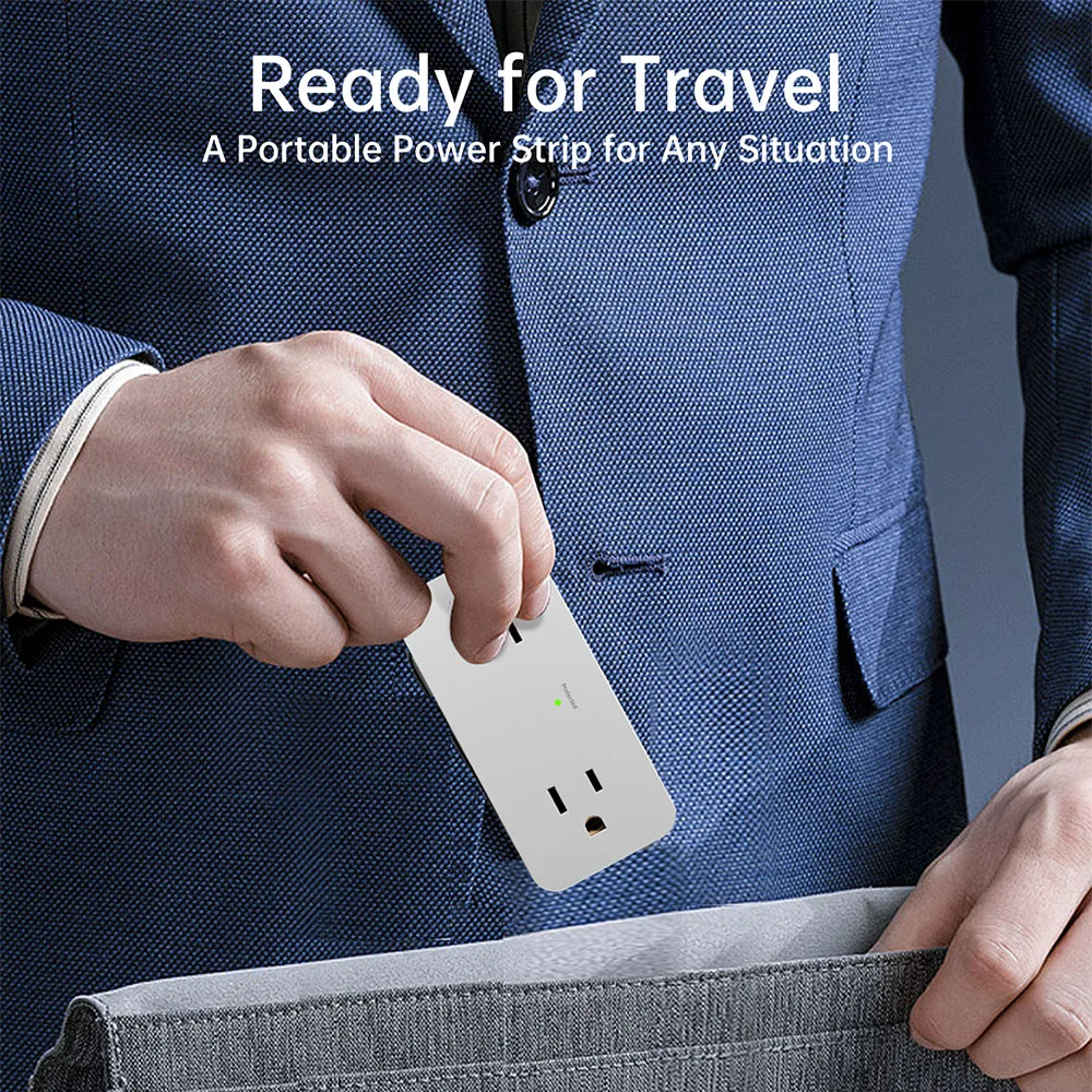 US AC Outlet 90&deg;Rotating Multifunctiona Plug Power Strip Multiprise Wall Socket Network Filter with 2 Usb 2 type-c Adapter