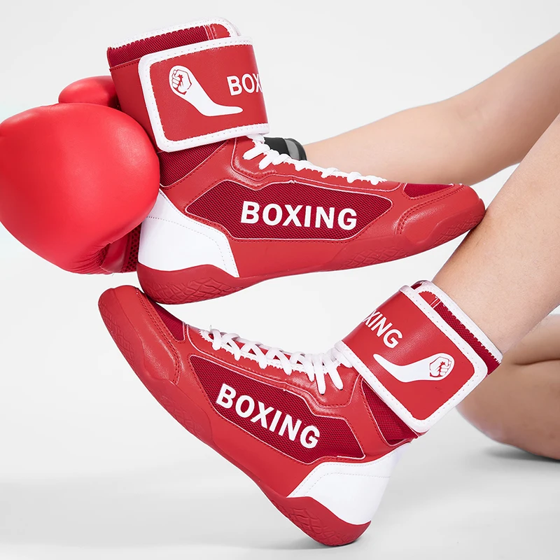 Men's High Top Boxing Sneakers Non-Slip Professional Wrestling Shoes Men's Combat Sneakers Indoor Boxing Training Shoes