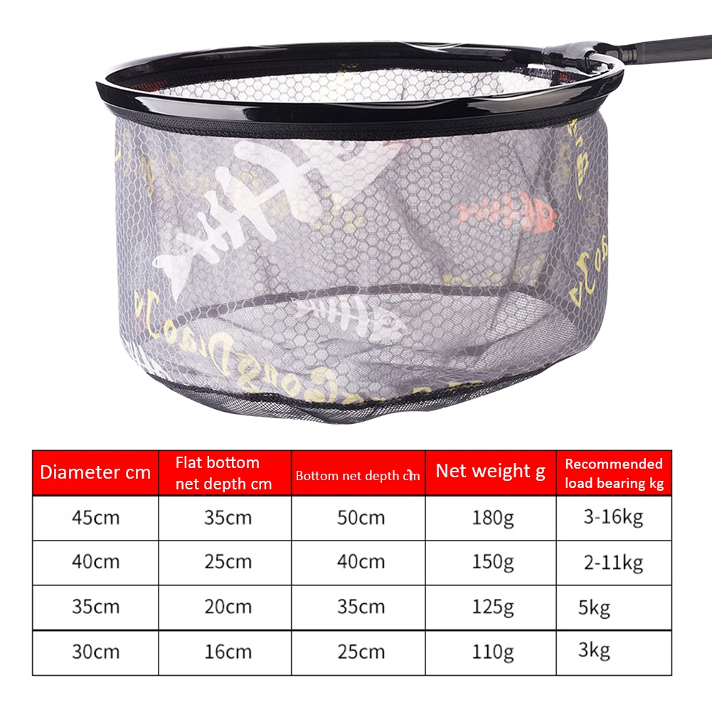 35CM 40CM 45CM Carbon Fishing Net Outdoor Foldable Mesh Deep Landing Dip  Head Round Fishing Hand Net Fishing Convenience Tool - AliExpress