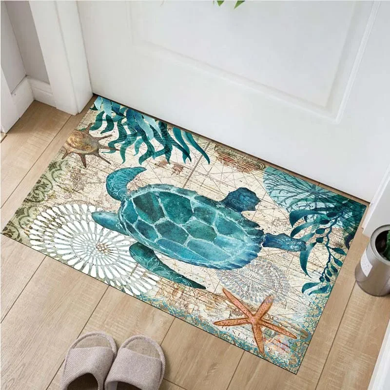 3D Sea Turtle Carpet for Living Room Home Decor Sofa Table Large Area Rugs Bedroom Anti-slip Floor Mat Bath Entrance Doormat