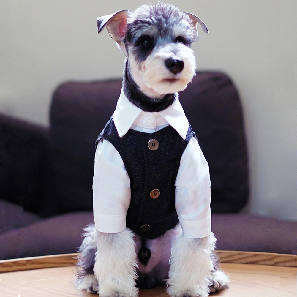 Bow Tie Mini Schnauzer Clothes Pet Formal Suit Dog Clothes For