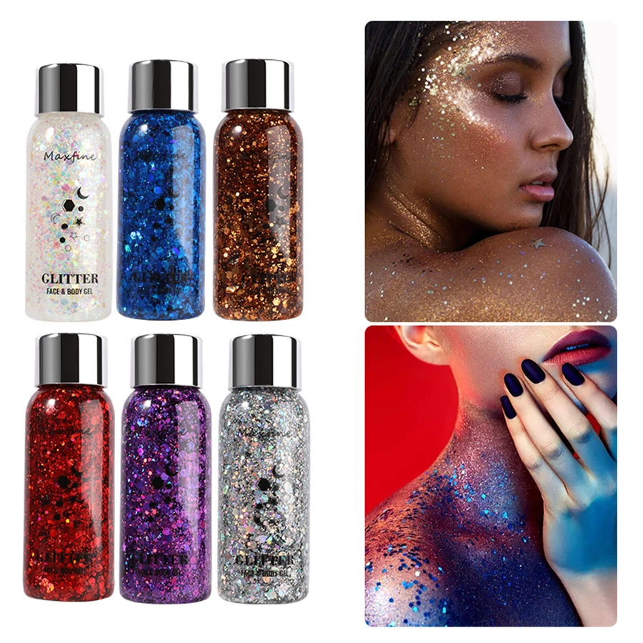 Body Glitter Gel Sequins Long Acting Face Eyes Hair Prom Party Mermaid Scales Not Easy To Take Off Makeup 2