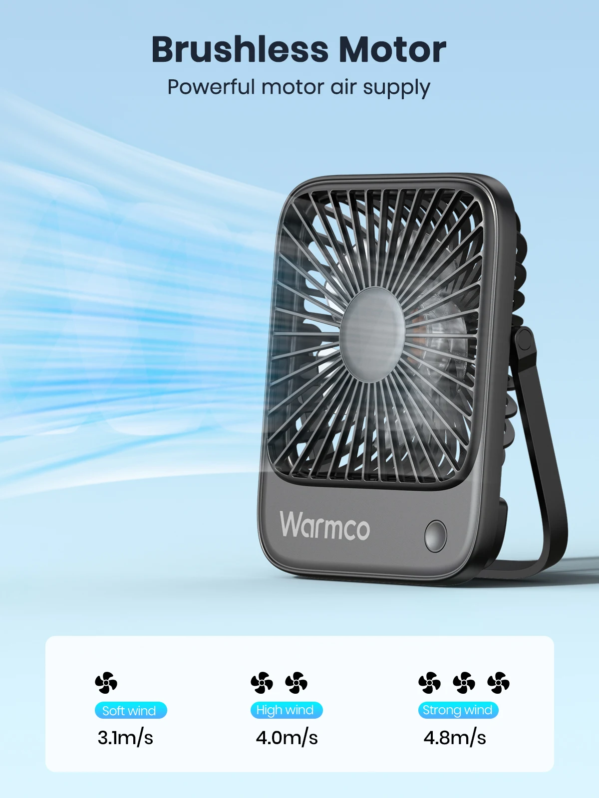 Mini Fan USB Desk Fan Portable Rechargeable 3 Speed Small Desktop Cooling Fan 18