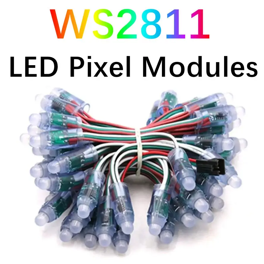 WS2811 DC5V/12V 12mm Full Color LED Pixels String Lights IP68 Waterproof RGB Digital Addressable LED Module Light 50/100/1000pcs image 1