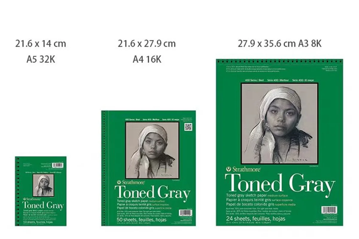 American Strathmore 400 Series Sketchbook Warm Brown/Cold Gray Sketch Paper скетчбук для рисования 8K/16/32K скетчбук