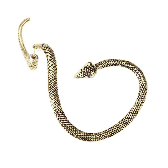 Punk Styles Gold Crystals Snake Stud Earrings for Women Party Retro Stud Earings Hip Hop Street Punk Jewelry Girl Gifts