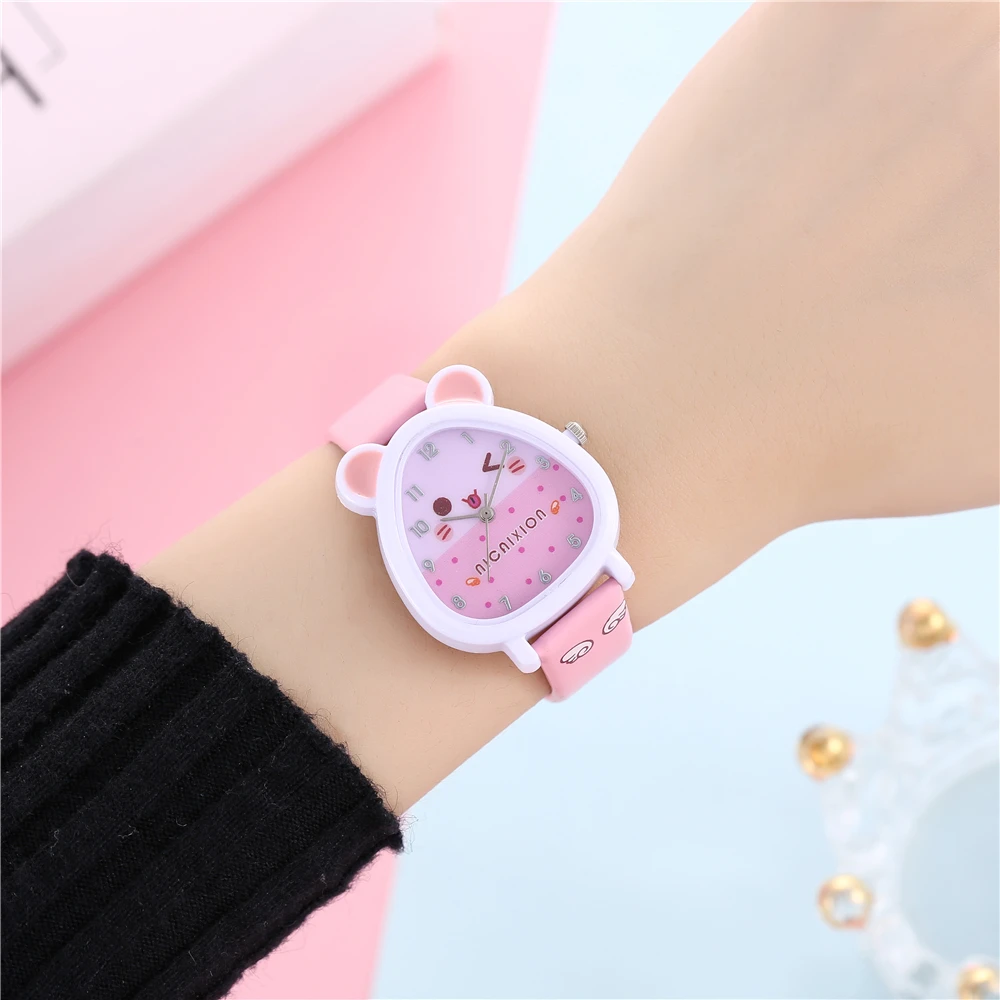Cartoon Children Watches Groundhog Simplicity Pink Student