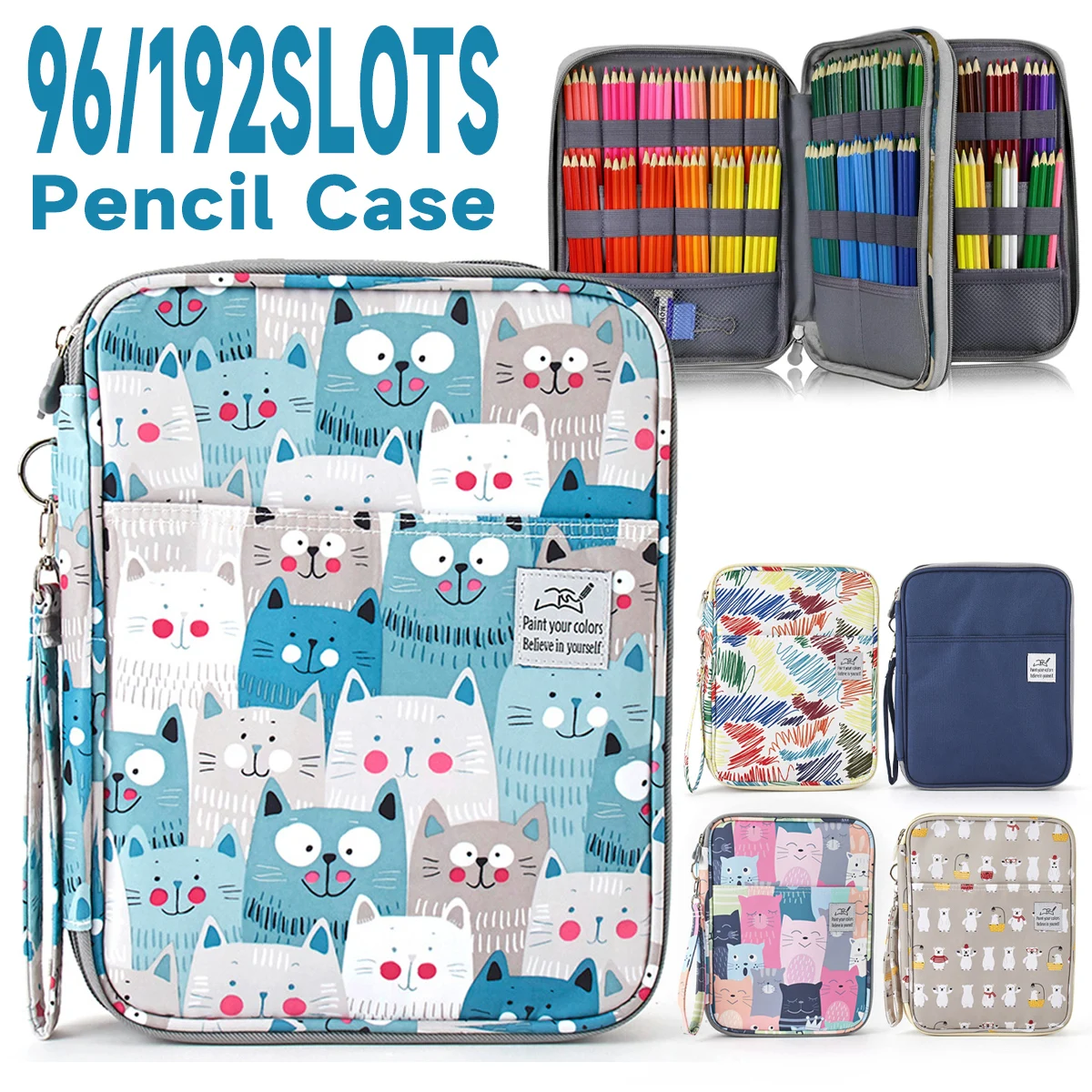 

96/192 Slots Pencil Case School Organizer Pencilcase Supplies for Girl Kawaii Large Capacity Pen Bag Cute Big Stationery Box Kit