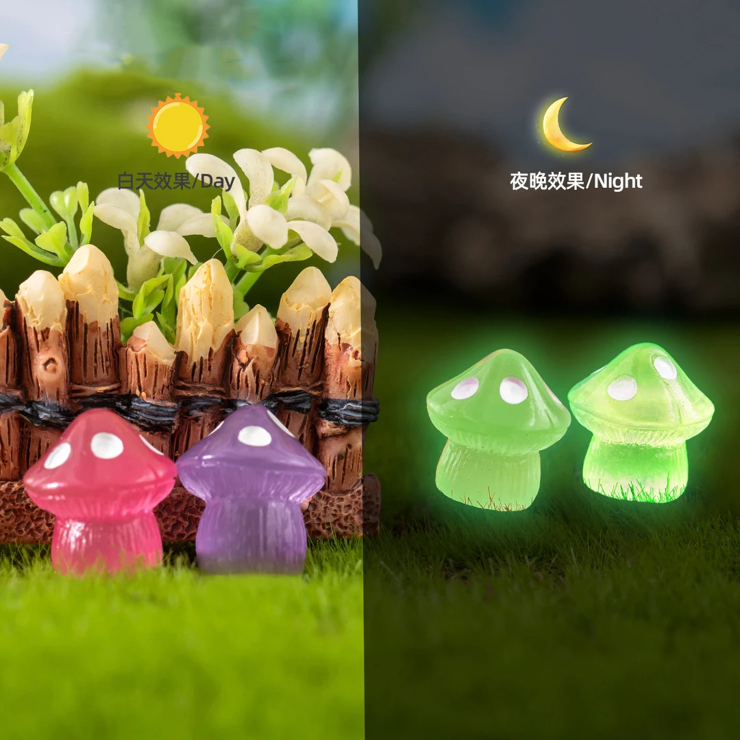 

5Pcs Cartoon Cute Glow-in-the-dark Colorful Little Mushrooms Moss Micro Landscape Ornament DIY Desktop Ornaments Resin Crafts