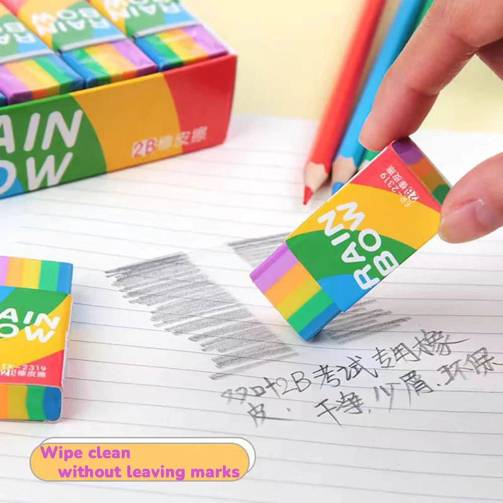 Rainbow Eraser 2B Color Art Pencil Eraser Clean Non-Marking Student Stationery pencil eraser