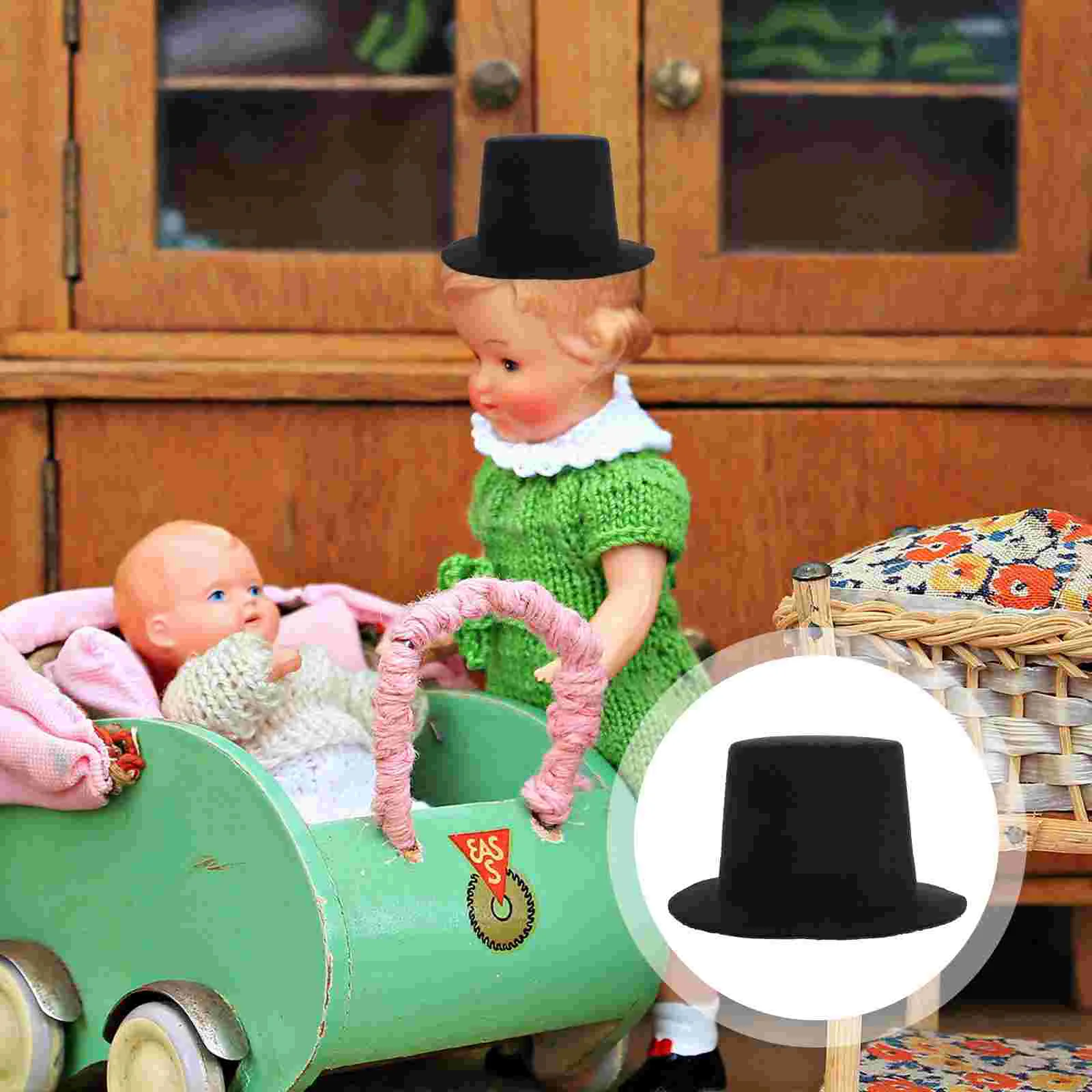 

Черные мини-шапки, шапка для куклы, официальные шапки, костюм собаки, домашнего питомца, медведь, официальная шапка, Детская кукольная шапка для поделок, подарки кошкам, детям, снеговику