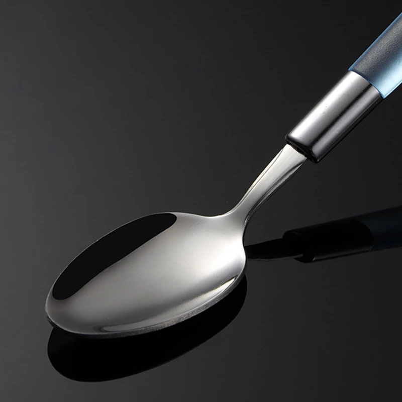 Stainless Steel Cutlery Plastic Handle Western Tableware Steak Knife Dinner Fork Teaspoon Serving Spoons Dinnerware