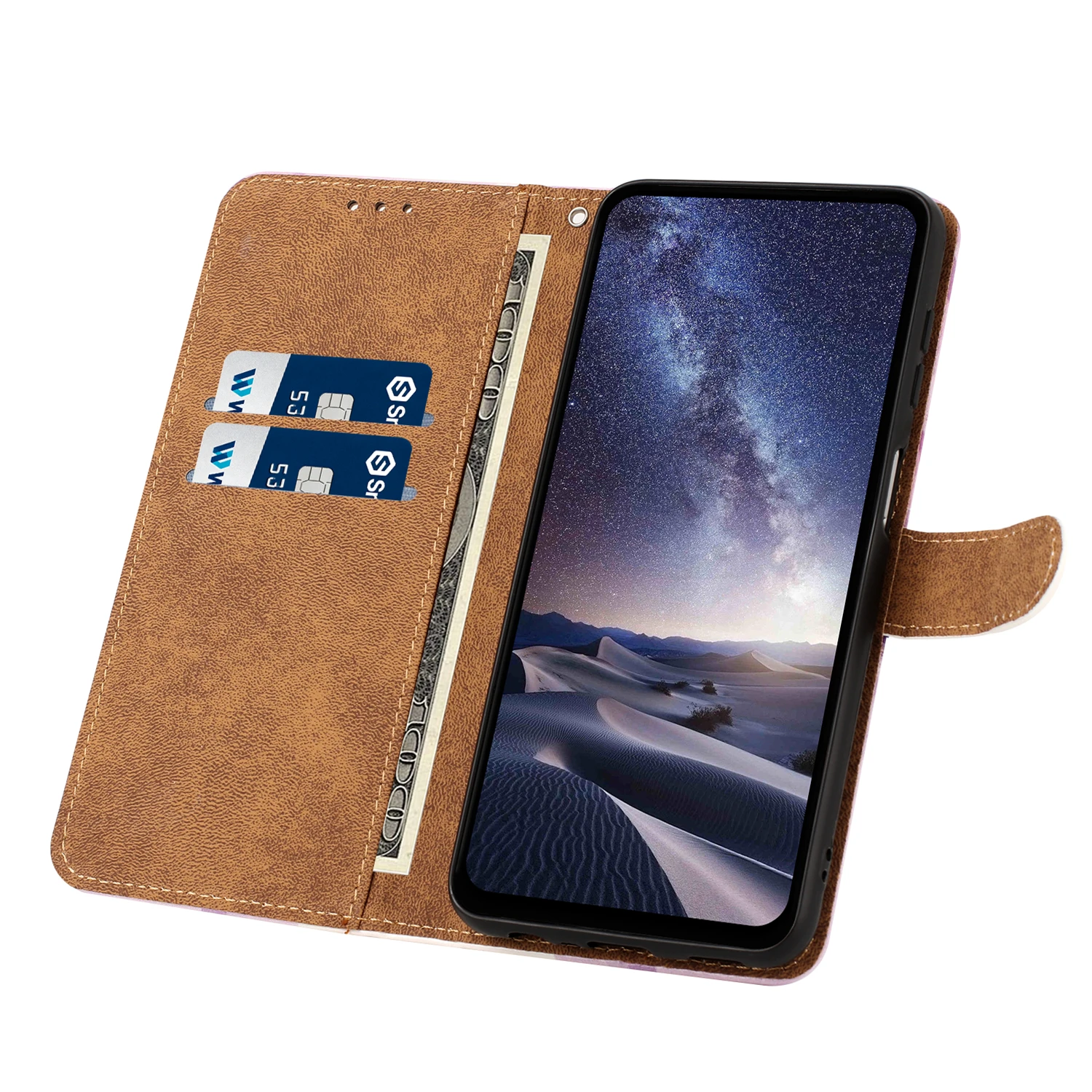 Cute Cat Leather Flip Back Cover - Stylish Phone Case