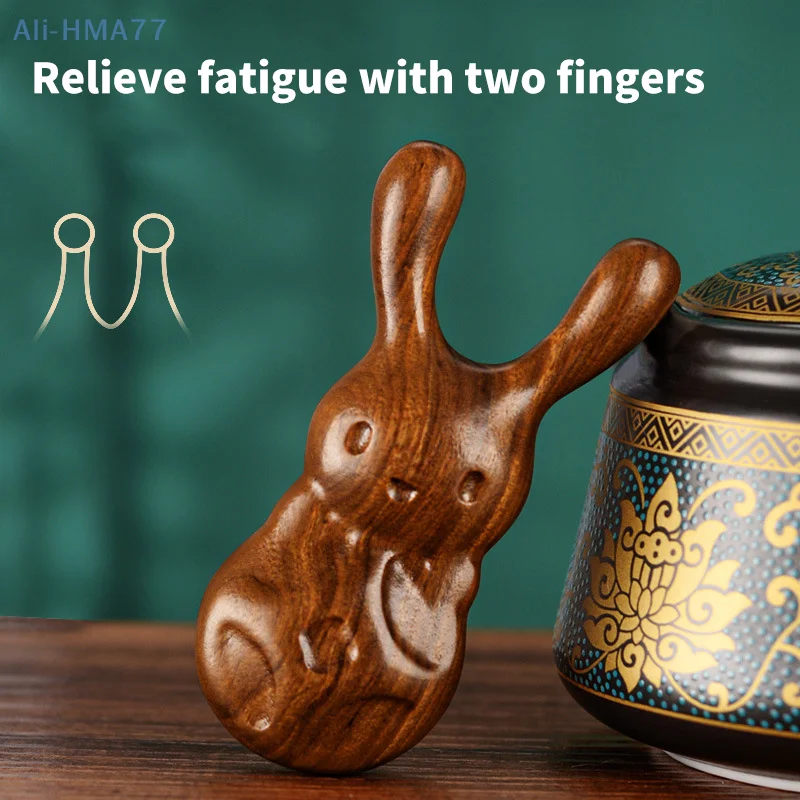 

1Pc Golden Sandalwood Massage Comb Rabbit Shape Nose And Eye Acupoint Massage Comb To Relieve Rhinitis Promote Blood Circulation