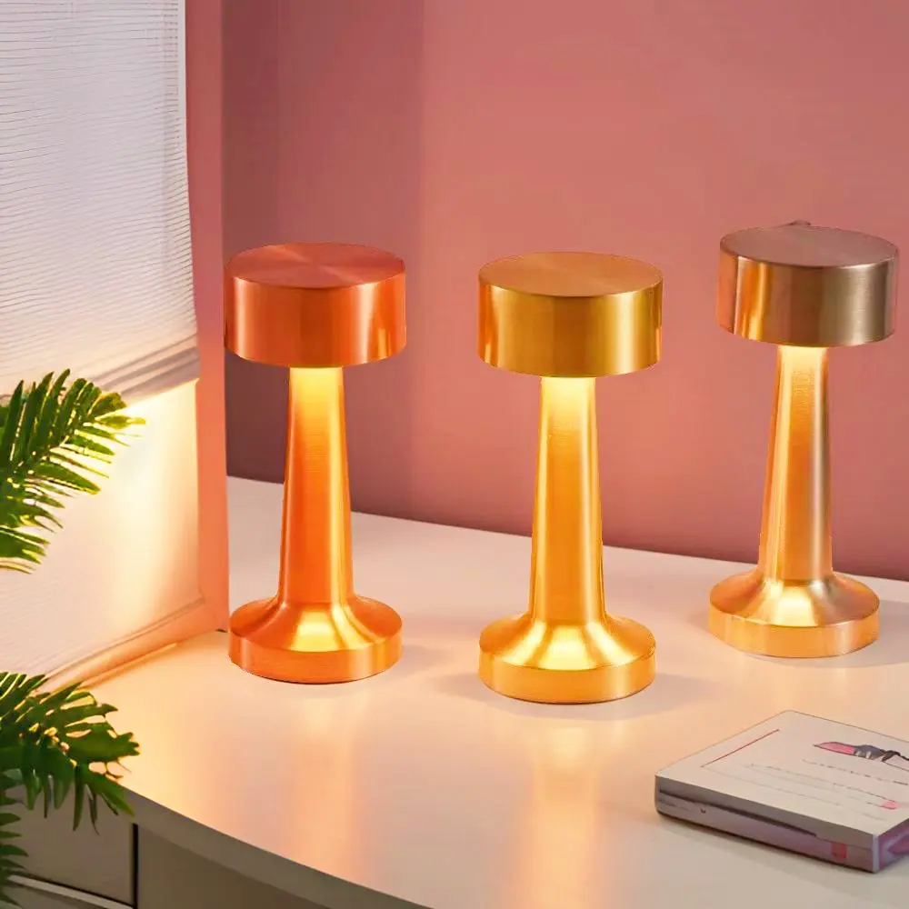 USB 충전식 책상 램프, 침대 옆 테이블 LED 야간 조명, 3 색 터치 금속 야외 식사 필기 조명, 방 장식 선물