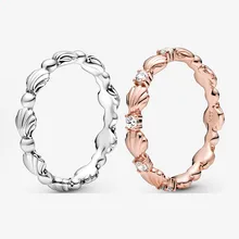 

2021 Autumn 925 Sterling Silver Rose Gold Glittering Shell Pan Ring Suitable For Women's Gifts Wedding Diy Jewelry