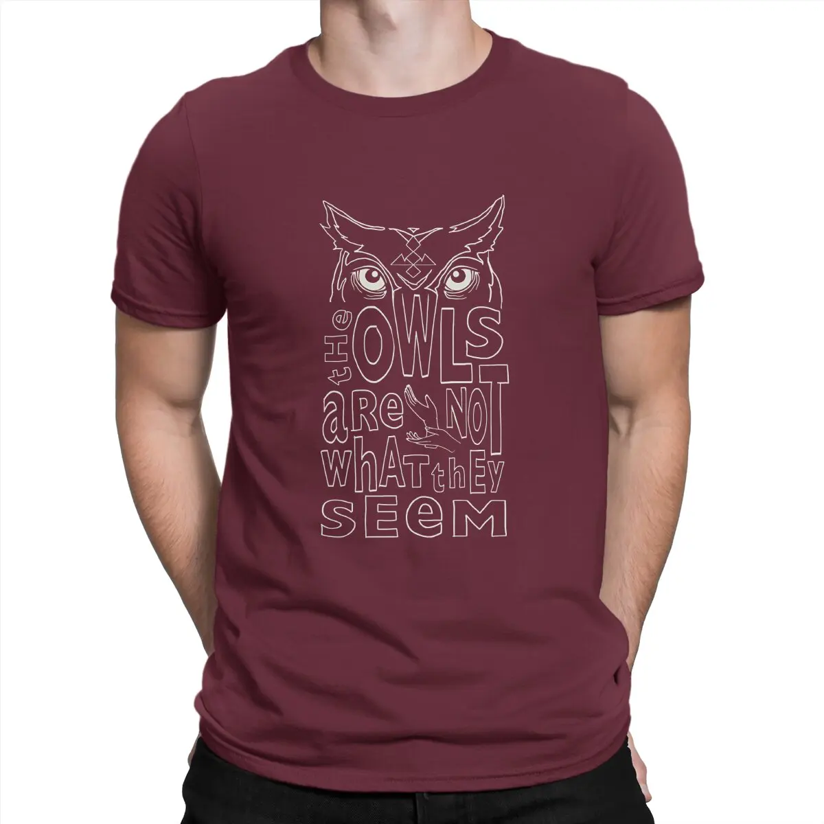 thumbnail image 1 of Camiseta especial con el logo de arte lineal "Los búhos no son lo que parecen", camiseta informal de Twin Peaks, lo último para hombres y mujeres., 1 of 7