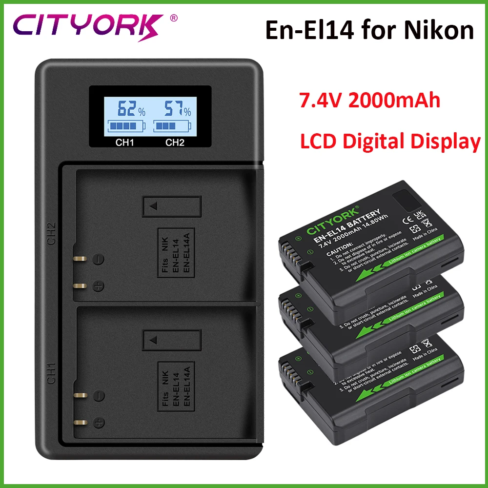 Magolin EN-EL14 EN EL14A Battery 2-Pack 1500mAh Li-ion Batteries Compatible with Nikon D3100 D3200 D3300 D3400 D3500 D5100 D5200 D5300 D5500 D5600 DF Coolpix P7000 P7100 P7700 P7800 | Guatemala