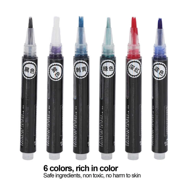 6Pcs Temporary Tattoo Pens Safe Ingredients Lasting 6 Color, Tattoo Pens