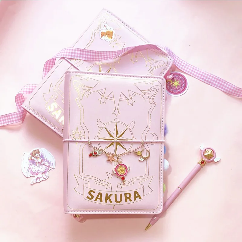 Kawaii Ins Magical Girl Sakura Diary Notebook Loose leaf DIY Handbook Notepad 6 Ring Binder for Girls School Supplies Stationery