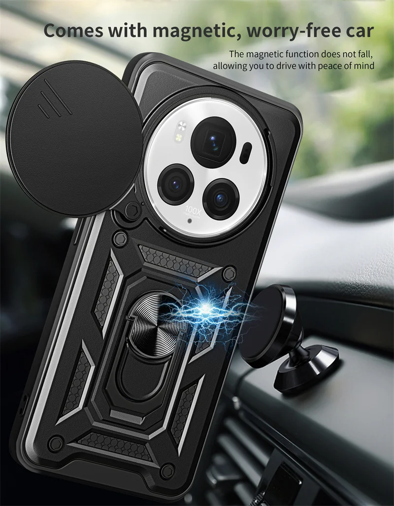 Premium Armor Case with Slide Camera Protector and Magnetic Ring Holder