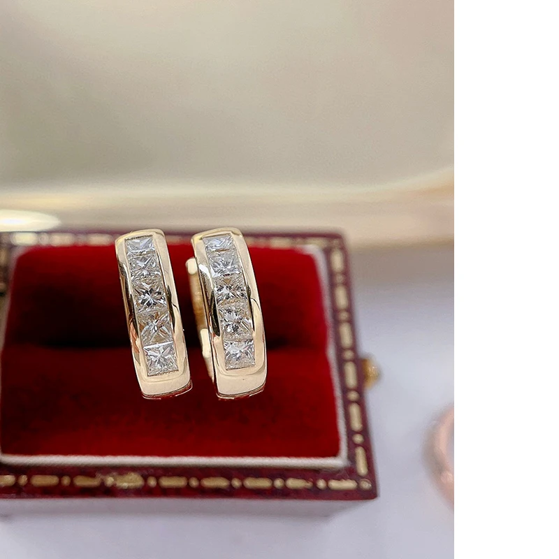 Aazuo 18K Solid White Gold Yellow Gold Rose Gold Real Diamonds 0.50ct Hook Earring Gifted For Women Advanced Wedding Party Au750