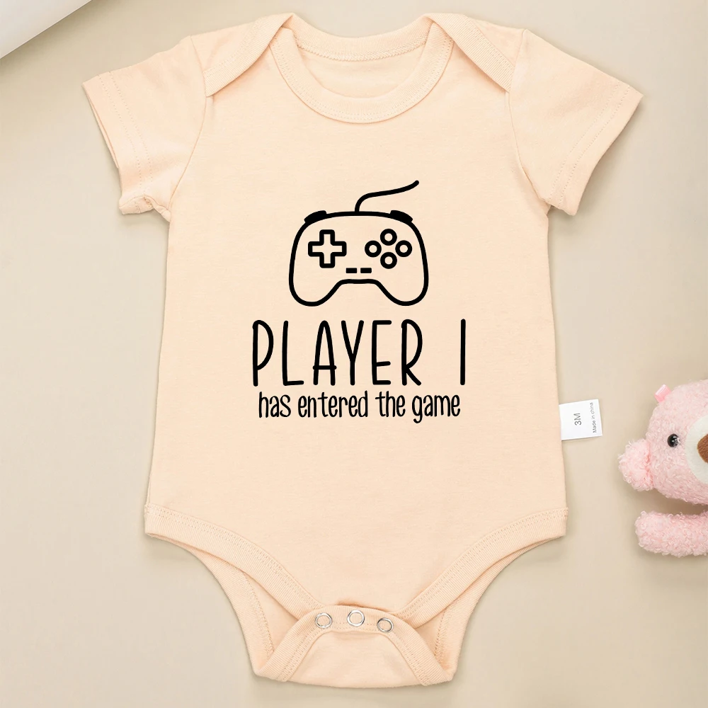 Player 1 Has Entered The Game Funny Newborn Baby Boys Girls Clothes Fashion Trend Twin Infant Onesies Cotton Summer Bodysuit 4
