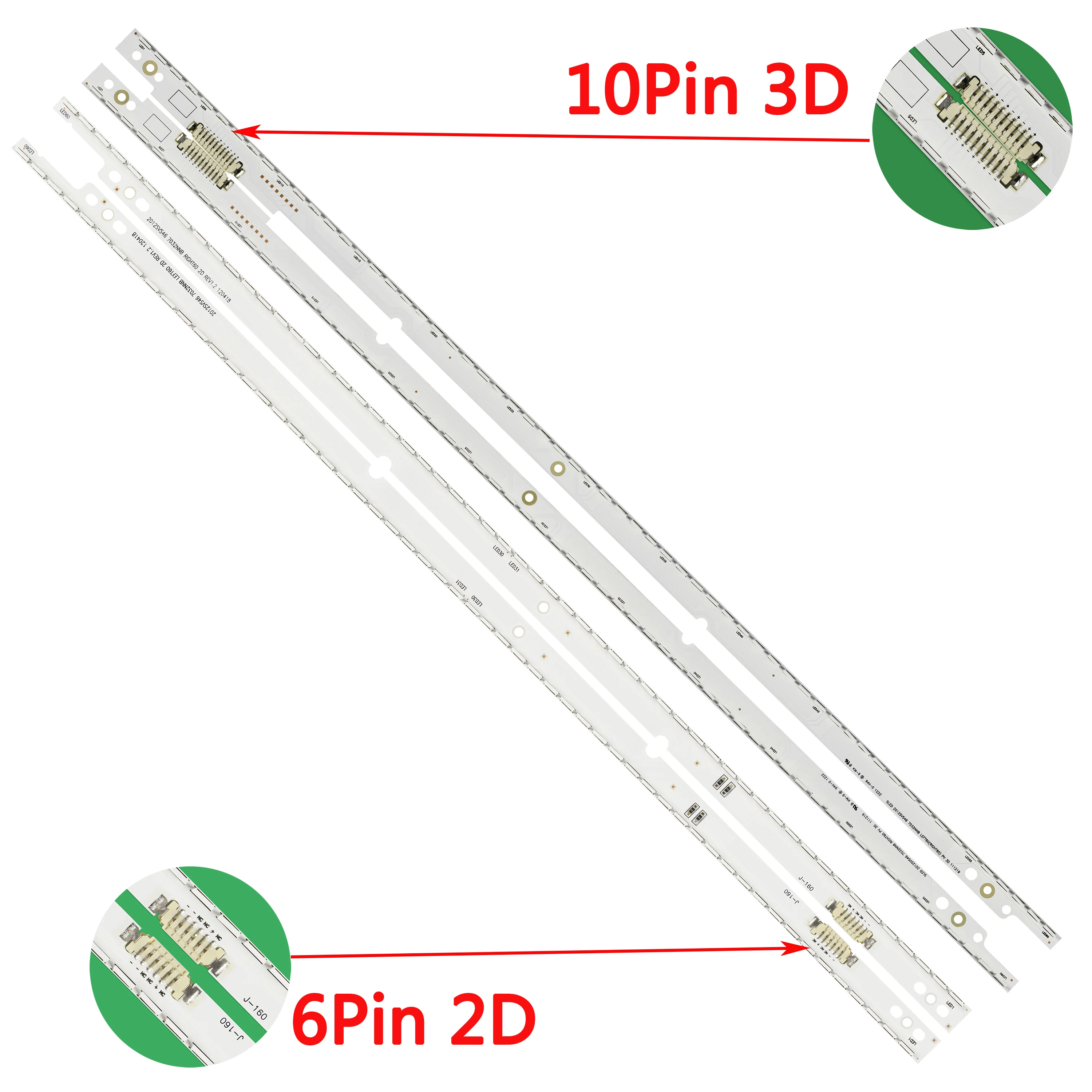 Kit Barres Rétroéclairage LED Samsung UE46D - 2 Bandes 72 LED 3V 507mm, Remplace BN64-01644A - 4