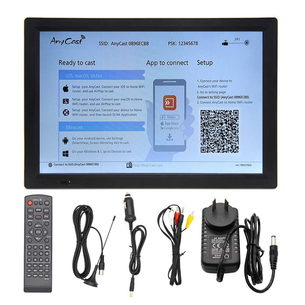 S8c7724cedf074b798a16b75f0bfff247u 14" inches Portable Digital TV, DVB-T2, ATSC, ISDB, Digital Analog Car Television Player, Wireless Screen Share Miracast HDMI Video Player Mallzona