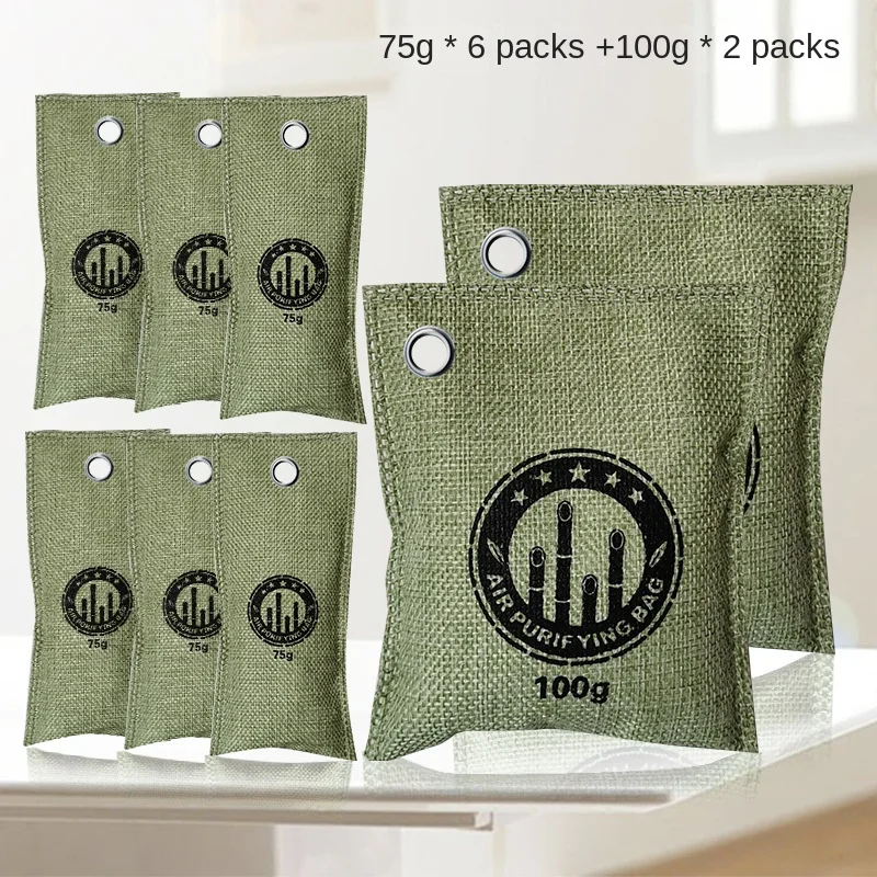 Bamboo Charcoal Air Purifier Activated Charcoal Odor Absorber Bamboo Charcoal Odor Absorber Flavor Removal Bamboo Charcoal Bag Air Purifier Carbon Bag for Car Home Remove Formaldehyde Activated Carbon Natural