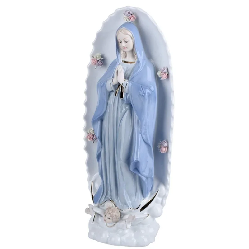 Fine Porcelain Virgin Mary Statue Our Lady of Guadalupe Virgin Mary Figurine Hand-Painted Figure Christian Statue