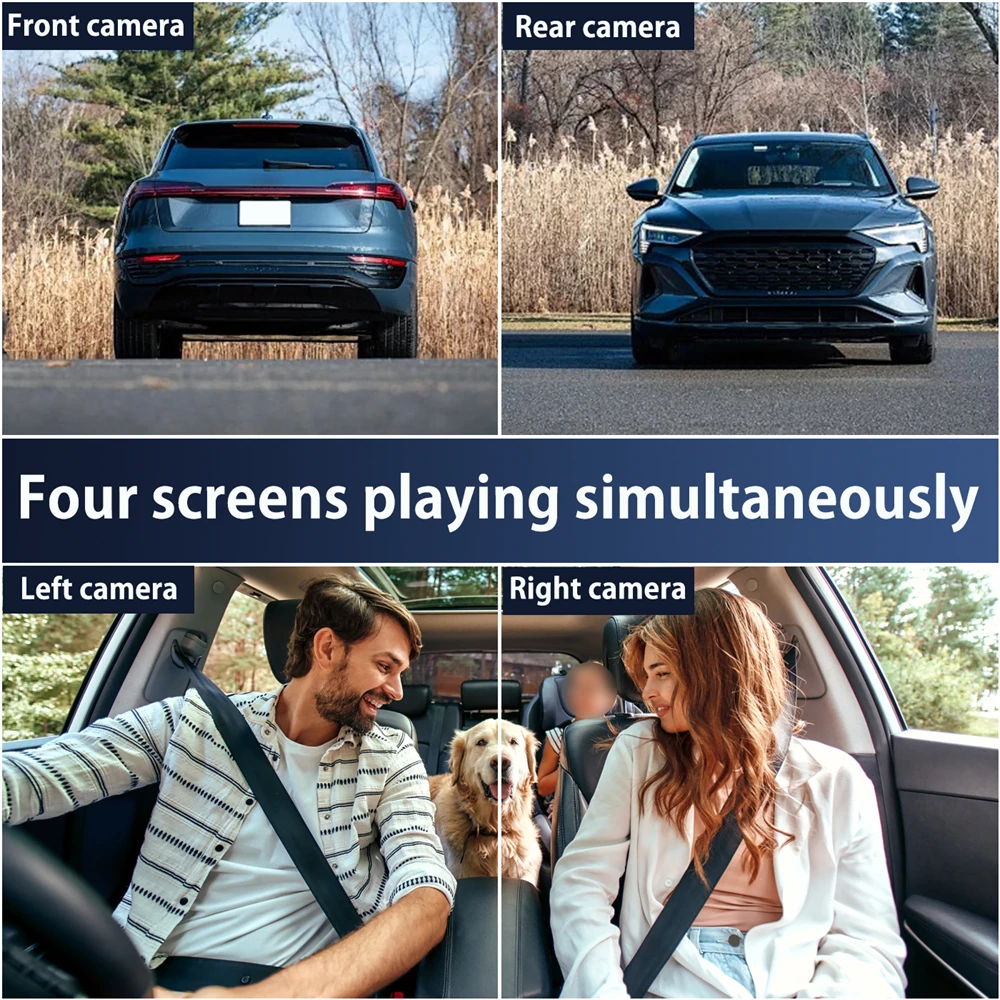 1080P Car DVR 4-Channel with Full HD Display Front Rear Night Vision Camera 24H Parking Monitoring Car DashCam