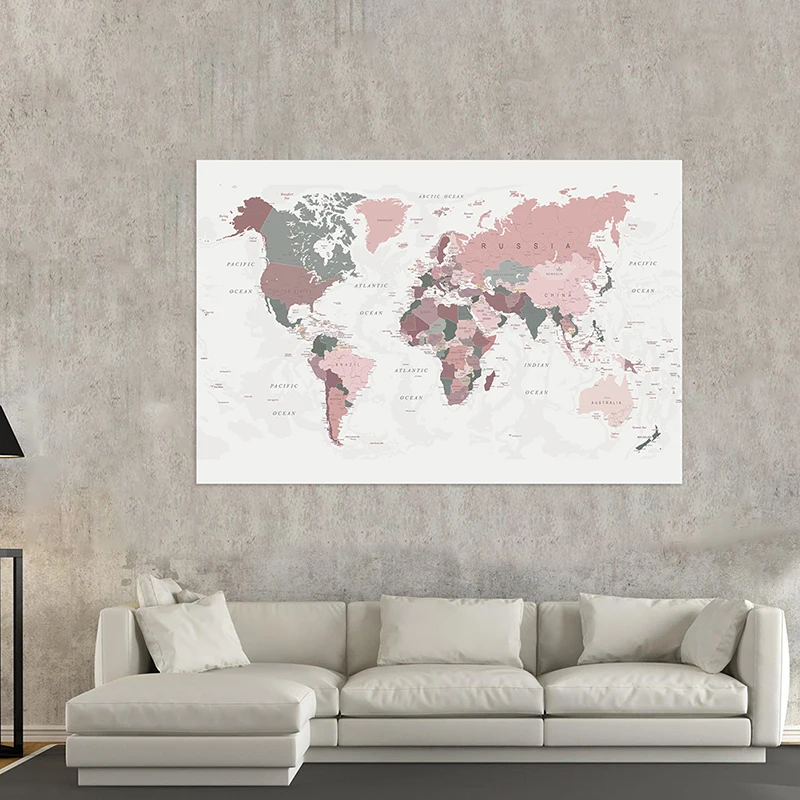 부직포 세계 지도 영어 교육용 사무용품, 가정 사무실 방 벽 스티커 장식, 150x100cm