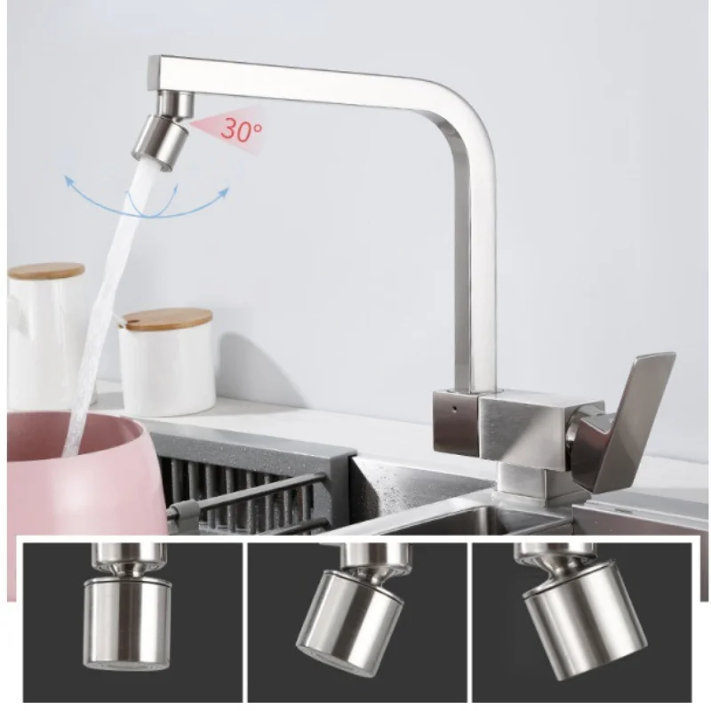 Black Folding Kitchen Faucet Thickened Brushed Square  Hot And Cold Brass Arbitrarily Rotation Vegetable Basin