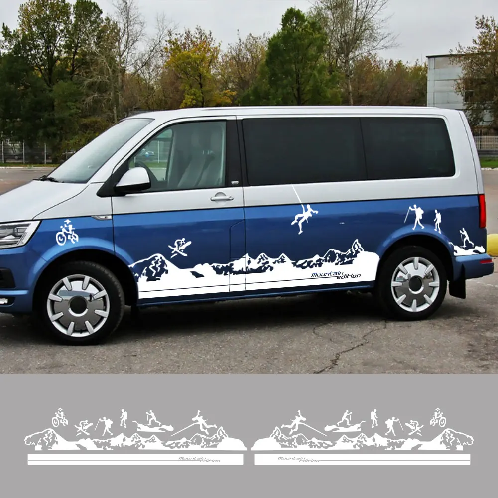 Für volkswagen vw transporter t4 t5 t6 multi van caravelle autotür seiten  aufkleber camper van mountain edition abziehbilder zubehör - AliExpress