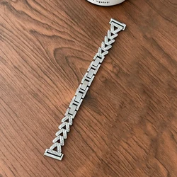 Elegant Diamond Women's Metal Bracelet Watch Strap - 22mm (Silver)