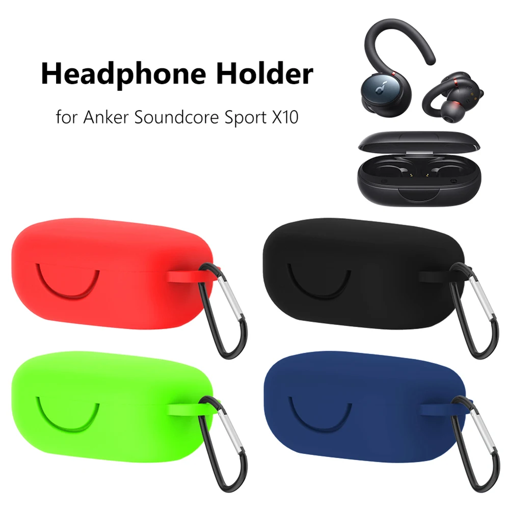 Silicone Earphone Cases with Hook Soft Earphone Cover Solid Color