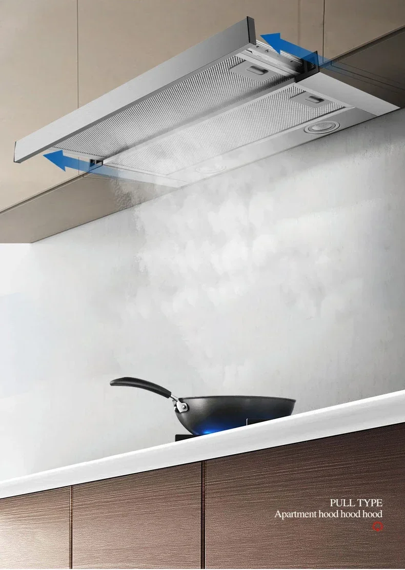 Kitchen Stainless Steel Extractor Hood 60cm Cooker Range Hood Embedded Range Hidden Push-pull Small Apartment