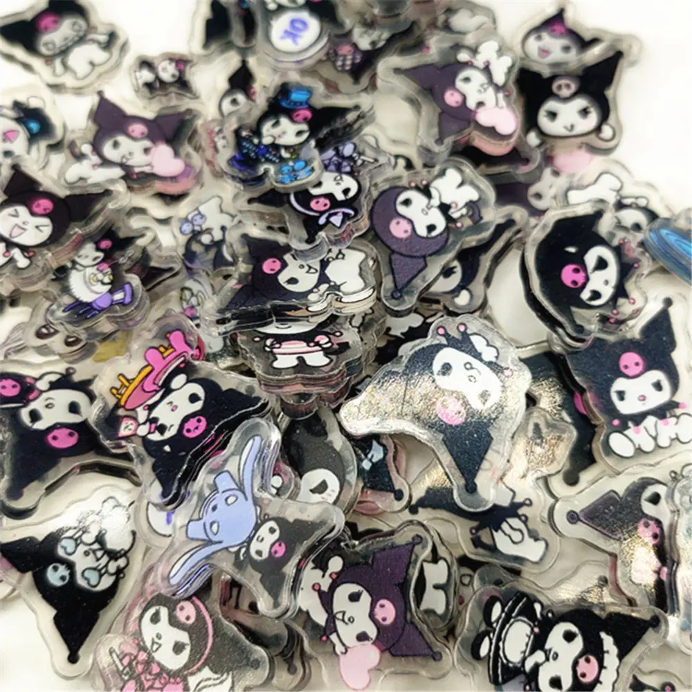 

Sanrio Hello Kitty Kuromi Melody 50pcs 2cm Acrylic Jewelry Pieces Cartoon Cute Transparent Diy Accessories