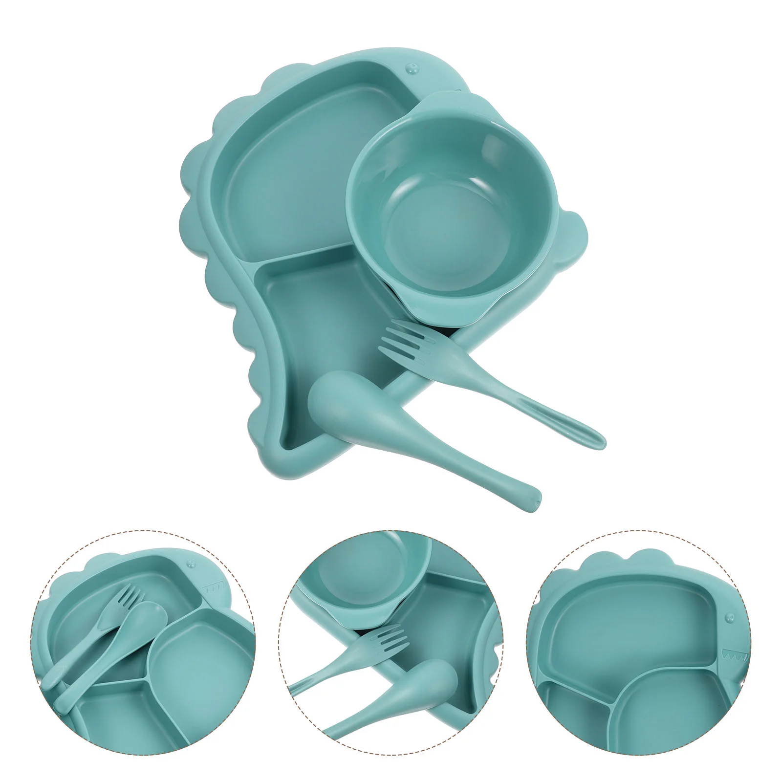 

1 Set Baby Feeding Kids Bowl Children Dinosaur Plate Kids Fork Spoon