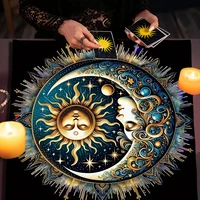 Sun and Moon Tarot Tablecloth Pagan Altar Cloth For Spread Tarot Reading Cover Divination Tarot Mat Spiritual Oracle Cards Pad 1