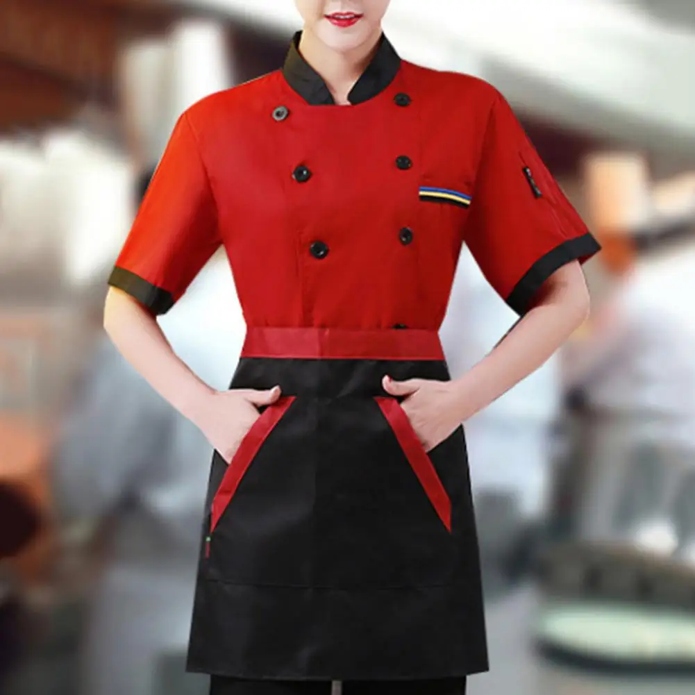 Chef Uniforms Breathable Super Soft Moisture Absorption Chef Coat Shirt Double Breasted Unisex Chef Jacket for Restaurant