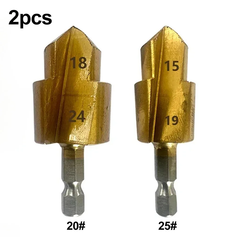 

2pcs Hex Shank Water Pipe Drill Bit PPR Lifting Stepped Drill Bit Pipe Expansion Punching Tool