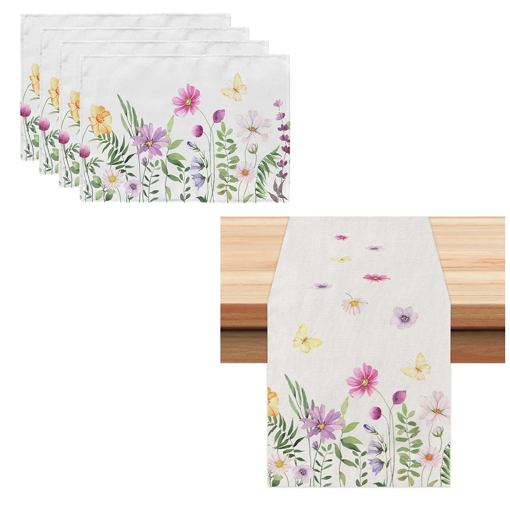 

Wedd Party Decor Butterfly Flower Linen Fabric Machine Washed Nature Note Casual Dinner Overall D Cor Ceremony