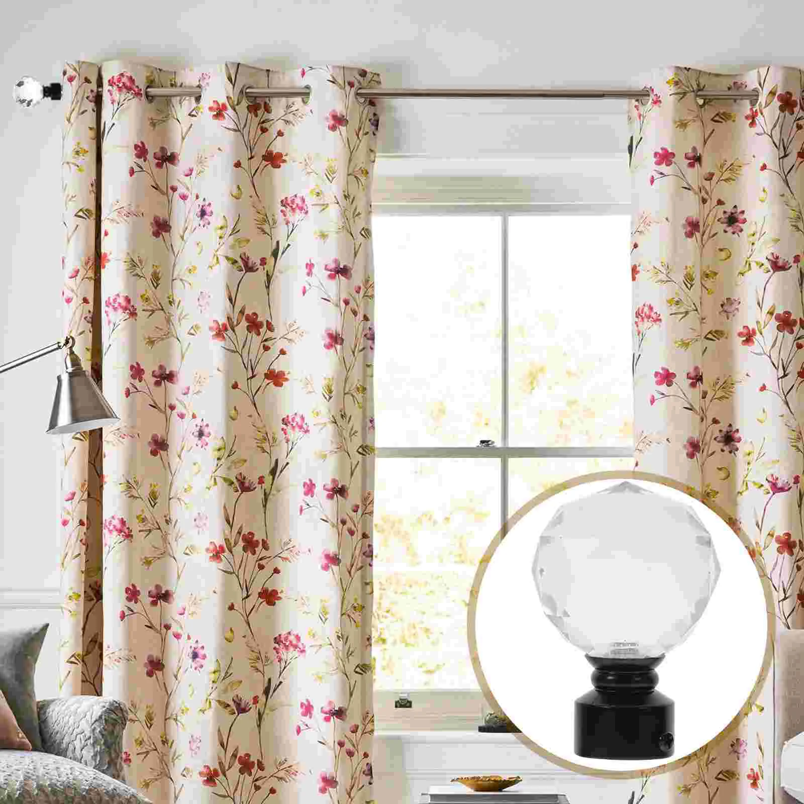 

Curtain Rod Head Plug Curtain Rod Fittings Ball Creative Curtain Rod Ends White