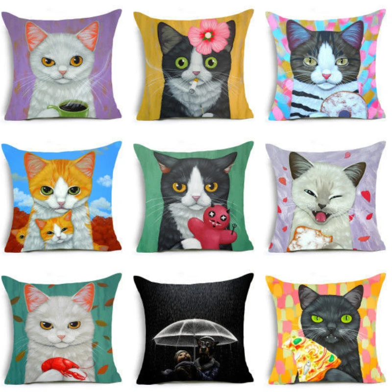 

Cute Cat Pillow Case Funny Cat Man Pillowcases for Pillow Boy Girl Kid Room Aesthetics Pillow Cover Gift Sofa Bed Home Decor