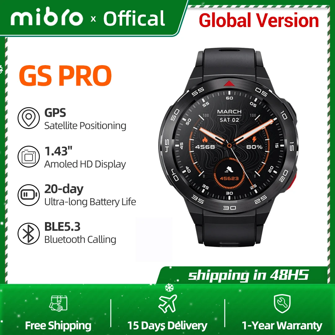 

Mibro GS Pro Android Smartwatch Dual Core 1.43 Inch Amoled Screen Bluetooth Calling GPS Smart Watch Men 2023 5ATM Waterproof